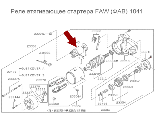 Реле втягивающее стартера FAW (ФАВ) 1041 ЕВРО 2/3