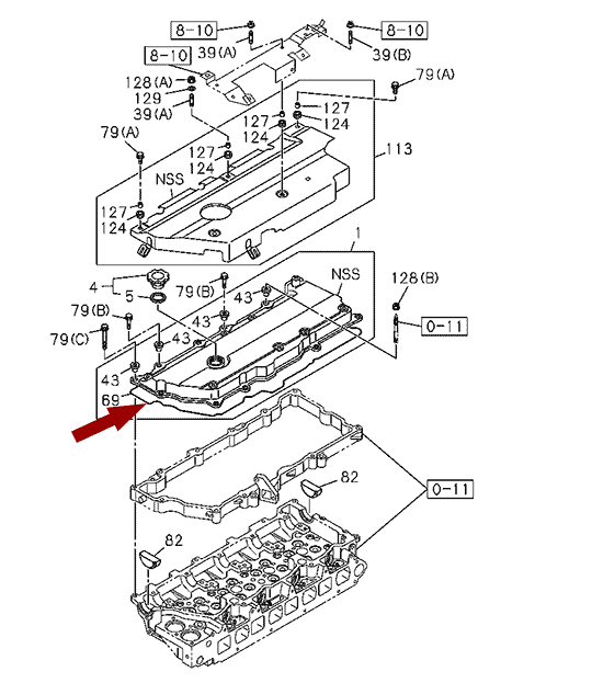 Прокладка клапанной крышки ISUZU NQR75/NPR75, оригинал, 4HK1T, 8973313591 На схеме показана прокладка клапанной крышки ISUZU NQR75/NPR75, оригинал, 4HK1T, 8973313591