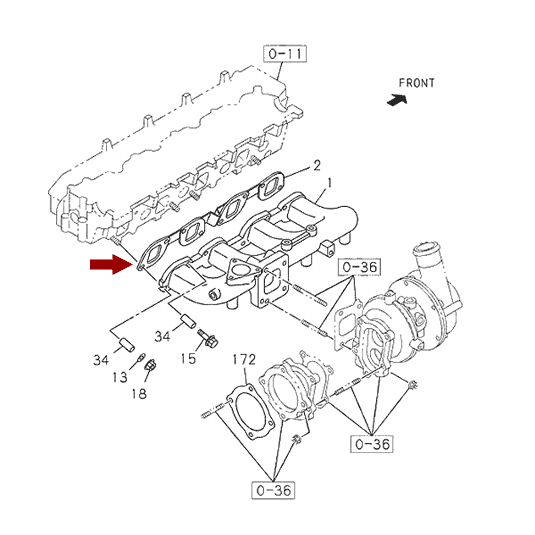 Прокладка выпускного коллектора ISUZU (ИСУЗУ) NQR71/75, Евро-2/3, оригинал, 8971464992