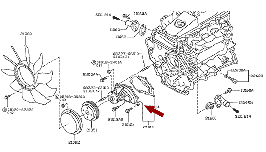 ПОМПА (ВОДЯНОЙ НАСОС) NISSAN CABSTAR F24, ДВ. ZD30DDTI, ОРИГИНАЛ, B1010MA70A