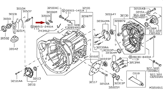 На схеме изображен Датчик включения заднего хода NISSAN CABSTAR аналог 3200521U1B