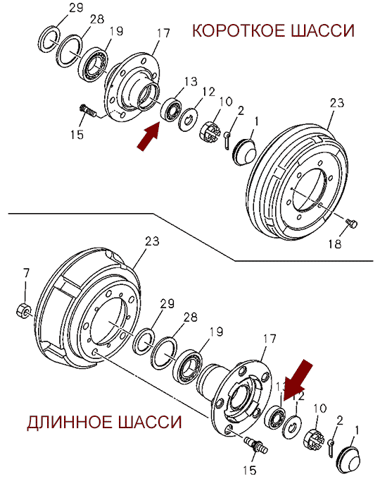 На схеме показан Подшипник передней ступицы ISUZU (ИСУЗУ) NLR85/NMR85 - наружный, аналог, япония, 9000931720