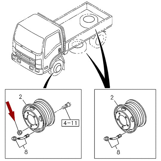 Гайка колеса ISUZU NQR75/71 - передняя левая, 8973598080