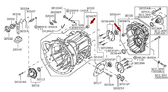 Подшипник первичного вала NISSAN CABSTAR F24 дв. ZD30DDTI - игольчатый, оригинал, 3289801G10