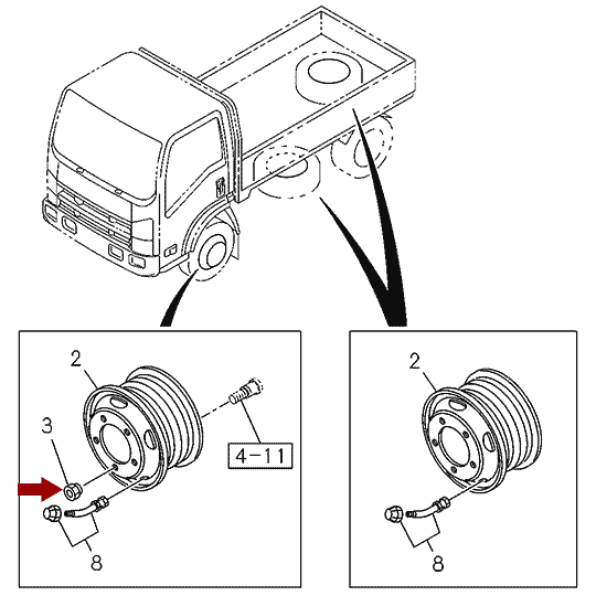 Гайка колеса ISUZU NQR75/71 - передняя правая, BAGSTAR