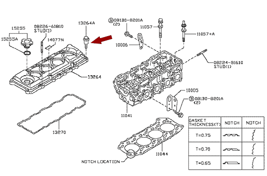 Болт клапанной крышки NISSAN CABSTAR F24 дв. ZD30DDTI, оригинал, 13224MA70A