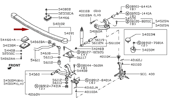 Рессора передняя NISSAN CABSTAR F24, 54010MD00B Рессора передняя NISSAN CABSTAR F24, 54010MD00B