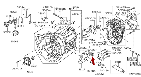 Подшипник первичного вала КПП NISSAN CABSTAR, ZD30DDTI, 322039X501