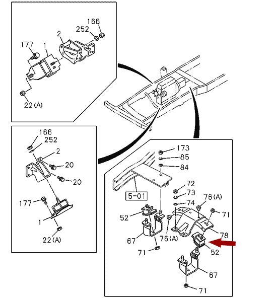 Подушка КПП ISUZU (ИСУЗУ) NKR55 дв. 4JB1T, 8941119031