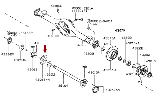 Кольцо сальника полуоси NISSAN CABSTAR (Ниссан Кабстар) F24, оригинал, 43068MA70A