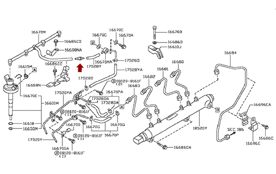 Клапан обратки NISSAN CABSTAR (Ниссан Кабстар) F24, аналог, 16652DB001