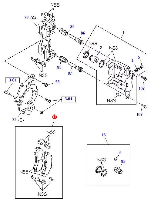 На схеме показаны колодки тормозные передние ISUZU (ИСУЗУ) NLR85, Kashiyama, Japan, 8980912710/8982169210