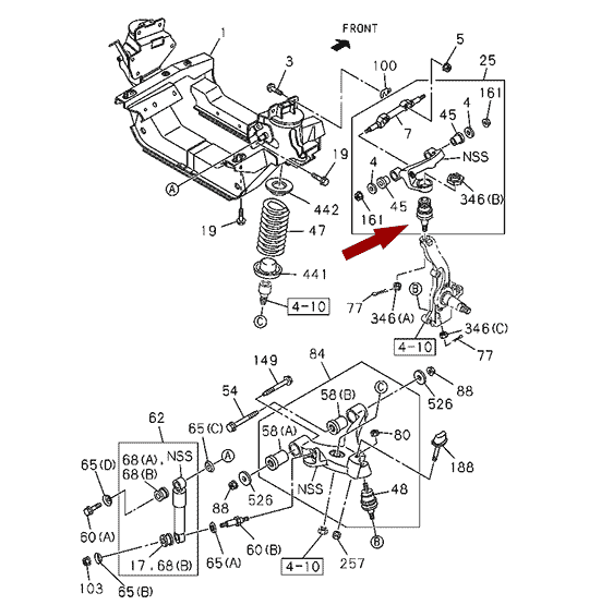 Опора шаровая ISUZU NLR85/NMR85 - верхняя, оригинал, 8973273695